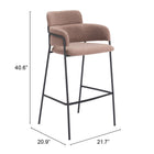 Zuo Marcel Barstool (Set of 2) Brown
