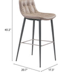 Zuo Tangiers Barstool (Set of 2) Taupe