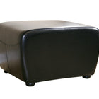 Baxton Studio Black Faux Leather Ottoman with Rounded Sides