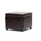 Baxton Studio Dark Brown Faux Leather Small Storage Cube Ottoman