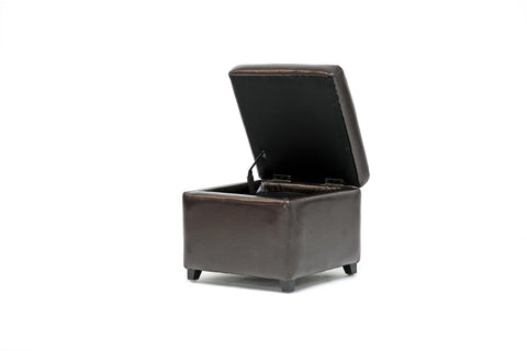 Baxton Studio Dark Brown Faux Leather Small Storage Cube Ottoman
