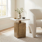 Zuo Nyra Side Table White & Brass