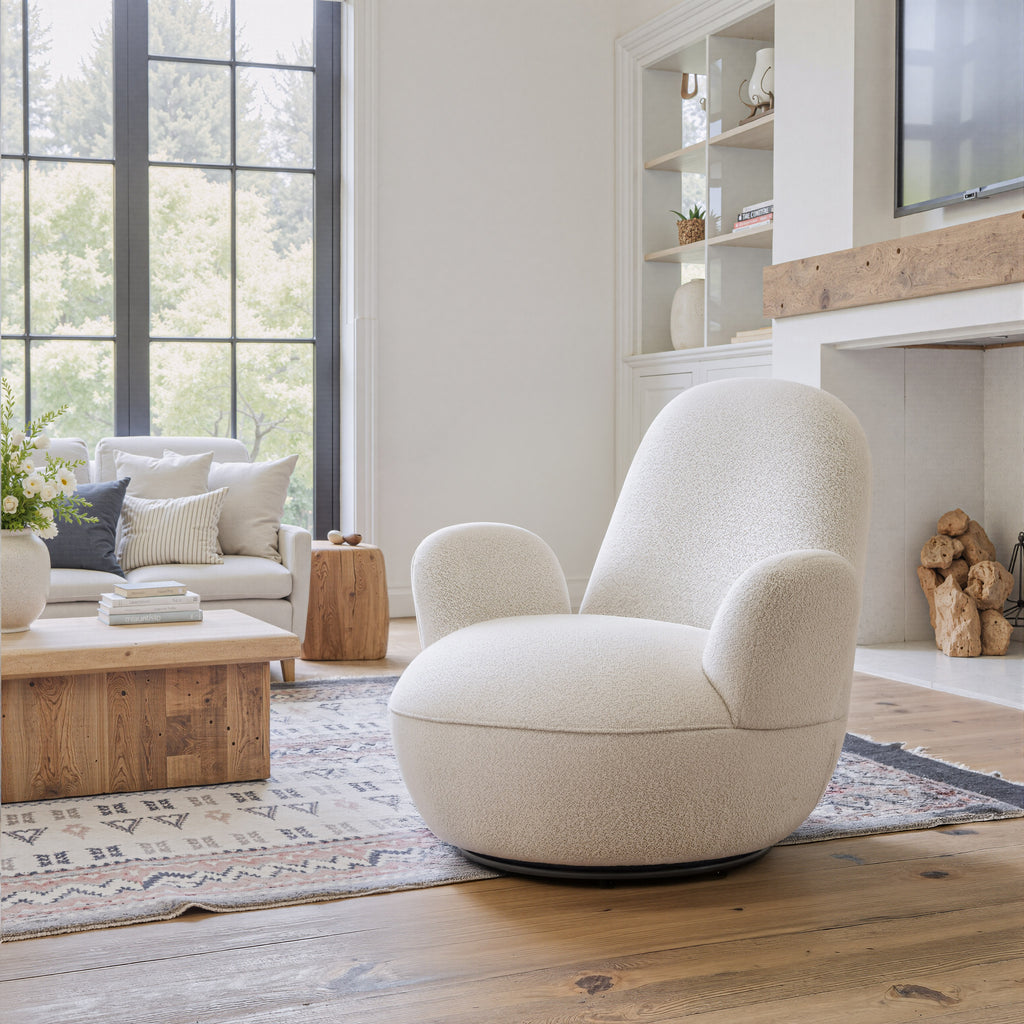 Zuo Lunet Swivel Chair Ivory