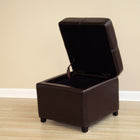 Baxton Studio Dark Brown Full Leather Storage Cube Ottoman - Living Room Furniture
