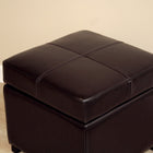 Baxton Studio Dark Brown Full Leather Storage Cube Ottoman - Living Room Furniture