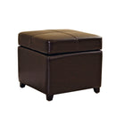 Baxton Studio Dark Brown Full Leather Storage Cube Ottoman - Living Room Furniture