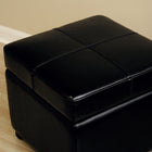 Baxton Studio Black Full Leather Storage Cube Ottoman - Living Room Furniture