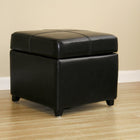 Baxton Studio Black Full Leather Storage Cube Ottoman - Living Room Furniture