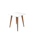 Manhattan Comfort Utopia 19.68 High Square End Table With Splayed Wooden Legs - White Gloss and Maple Cream - Other Tables
