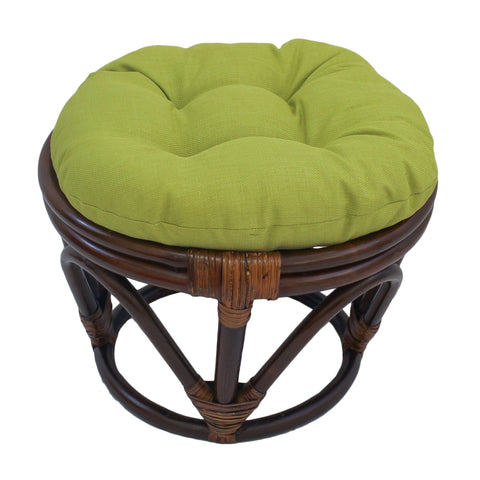 International Caravan Rattan Ottoman with Outdoor Fabric Cushion - Lime - Ottomans