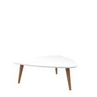 Manhattan Comfort Utopia 11.81 High Triangle Coffee Table with Splayed Legs - White Gloss and Maple Cream - Coffee Tables
