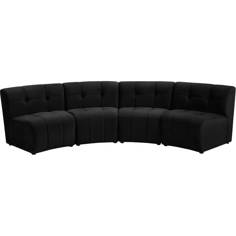 Meridian Furniture Limitless Modular Velvet 4pc. Sectional - Black - Sofas