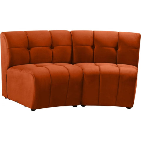 Meridian Furniture Limitless Modular Velvet Loveseat - Cognac - Loveseats