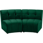 Meridian Furniture Limitless Modular Velvet Loveseat - Green - Loveseats