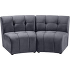 Meridian Furniture Limitless Modular Velvet Loveseat - Grey - Loveseats