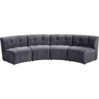 Meridian Furniture Limitless Modular Velvet 4pc. Sectional - Grey - Sofas