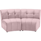 Meridian Furniture Limitless Modular Velvet Loveseat - Pink - Loveseats