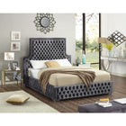 Meridian Furniture Sedona Velvet Queen Bed - Grey - Bedroom Beds
