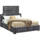 Meridian Furniture Sedona Velvet King Bed - Grey - Bedroom Beds