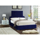 Meridian Furniture Sedona Velvet Queen Bed - Navy - Bedroom Beds