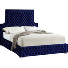 Meridian Furniture Sedona Velvet King Bed - Navy - Bedroom Beds