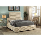 Meridian Furniture Sedona Velvet Queen Bed - Cream - Bedroom Beds
