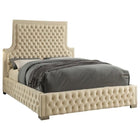 Meridian Furniture Sedona Velvet King Bed - Cream - Bedroom Beds