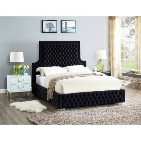 Meridian Furniture Sedona Velvet King Bed - Black - Bedroom Beds