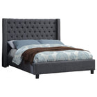 Meridian Furniture Ashton Linen Queen Bed - Grey - Bedroom Beds