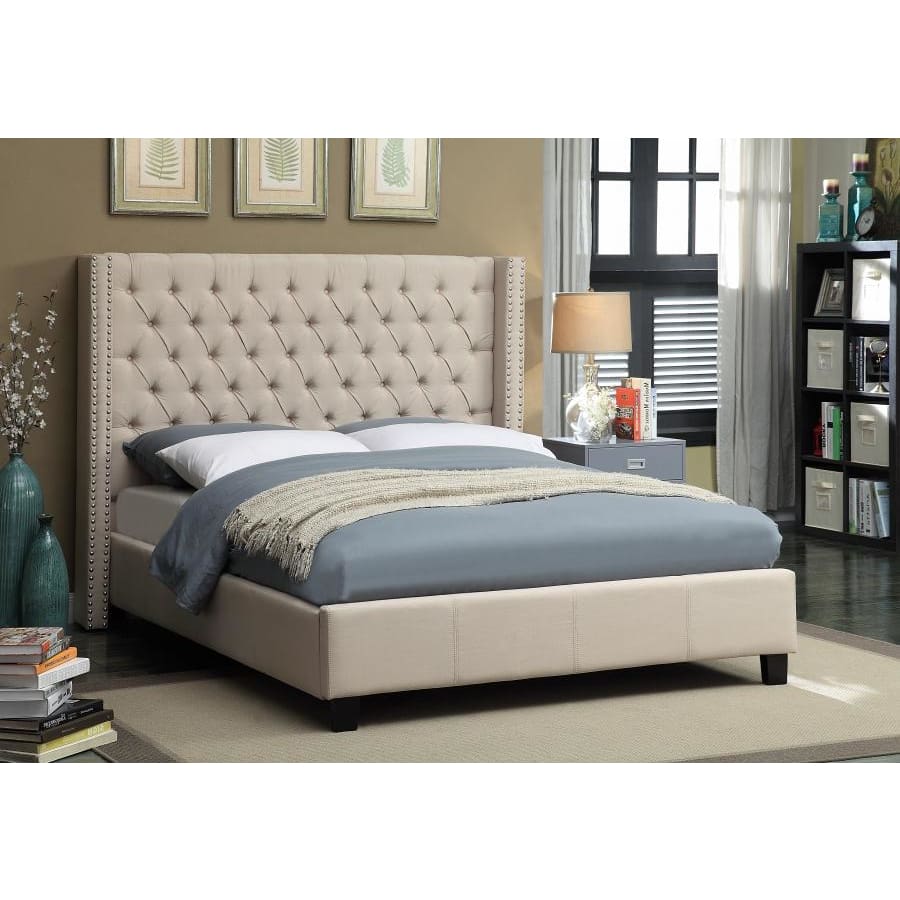 Meridian Furniture Ashton Linen Full Bed - Beige - Bedroom Beds