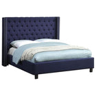Meridian Furniture Ashton Linen Queen Bed - Navy - Bedroom Beds
