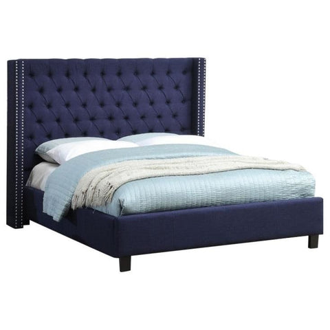 Meridian Furniture Ashton Linen Queen Bed - Grey - Bedroom Beds