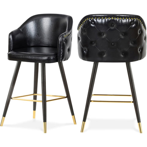 Meridian Furniture Barbosa Faux Leather Bar | Counter Stool - Black - Stools