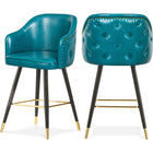 Meridian Furniture Barbosa Faux Leather Bar | Counter Stool - Blue - Stools