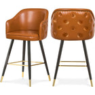Meridian Furniture Barbosa Faux Leather Bar | Counter Stool - Cognac - Stools
