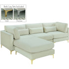Meridian Furniture Julia Velvet Modular Reversible Sectional 4A - Cream - Sofas