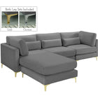 Meridian Furniture Julia Velvet Modular Reversible Sectional 4A - Grey - Sofas