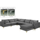 Meridian Furniture Julia Velvet Modular Reversible Sectional 7A - Grey - Sofas