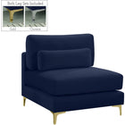 Meridian Furniture Julia Velvet Modular Armless Chair - Navy - Chairs