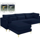 Meridian Furniture Julia Velvet Modular Reversible Sectional 4A - Navy - Sofas