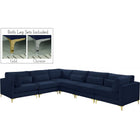 Meridian Furniture Julia Velvet Modular Sectional 6A - Navy - Sofas