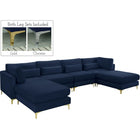 Meridian Furniture Julia Velvet Modular Reversible Sectional 6B - Navy - Sofas
