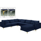 Meridian Furniture Julia Velvet Modular Reversible Sectional 7A - Navy - Sofas