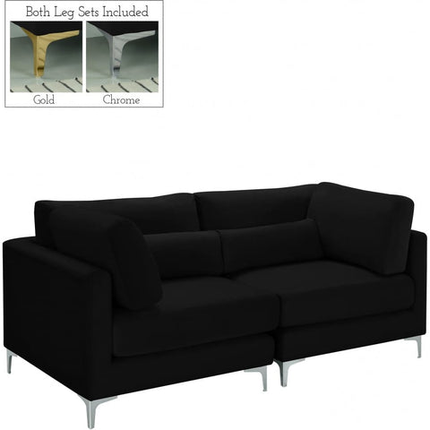 Meridian Furniture Julia Velvet Modular 75 Sofa - Black - Sofas
