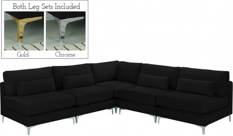 Meridian Furniture Julia Velvet Modular Sectional 5B - Black - Sofas