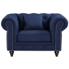 Meridian Furniture Chesterfield Linen Chair - Navy - Chairs