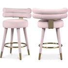 Meridian Furniture Fitzroy Velvet Counter Stool - Pink - Stools