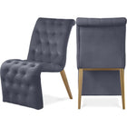 Meridian Furniture Curve Velvet Dining Chair - Grey - Dining Chairs