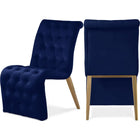 Meridian Furniture Curve Velvet Dining Chair - Navy - Dining Chairs