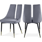 Meridian Furniture Sleek Velvet Dining Chair - Grey - Dining Chairs